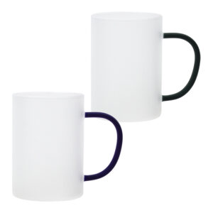 Tazón Vidrio Empavonado 330cc Sublimación, asa color - X3