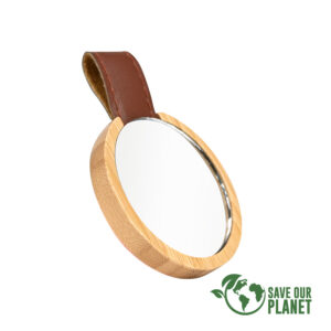 Espejo redondo de Bamboo y Eco-Cuero - B99